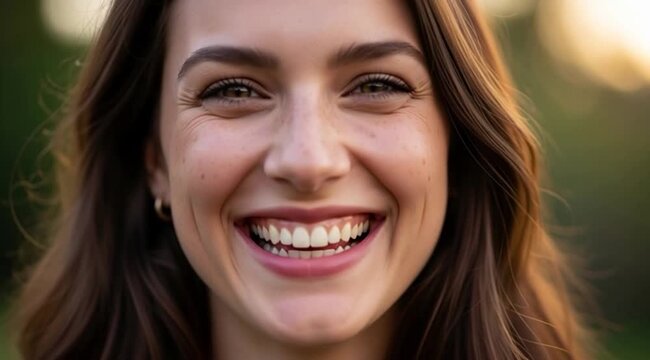 A For&ccedil;a do Sorriso. Alegria Verdadeira no Rosto de uma Mulher.