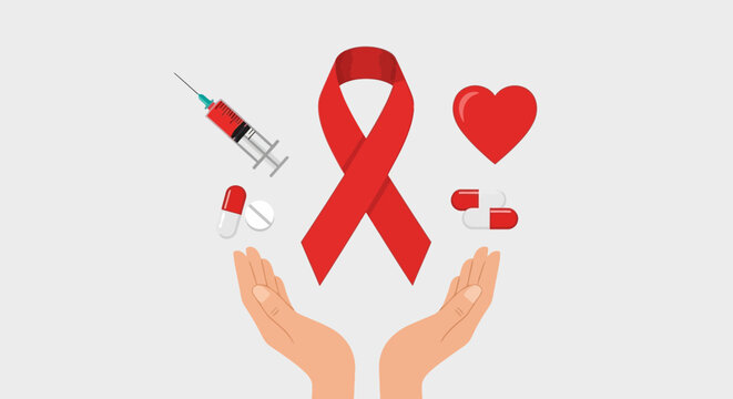 World AIDS Day Awareness Symbols with Hands