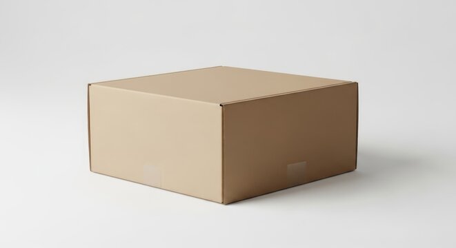 Simple brown cardboard box, perfect for shipping, moving, storage, or unboxing concepts - Powered by Adobe