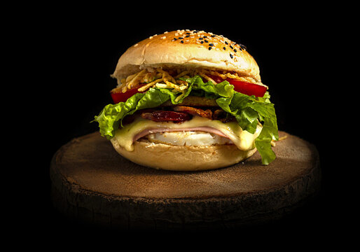 Hamburger, meat, cheese and salt.