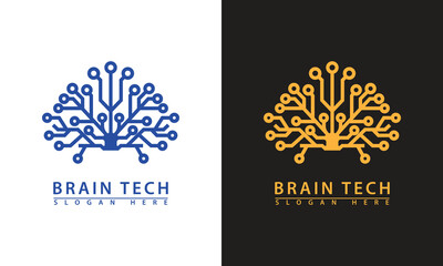 Simplified brain shape logo formed by tech circuit branches. Focuses on intelligence, network, and digital knowledge platforms.