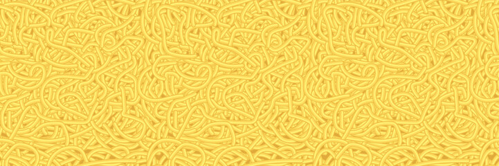 Seamless pattern of wavy noodles and curly pasta in yellow tones. Abstract food background with linear shapes perfect for restaurant branding and packaging design. Stock vector illustration in flat