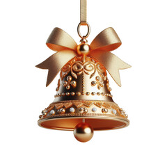 christmas bells with golden ribbon