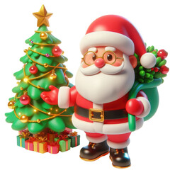 An old man and christmas tree