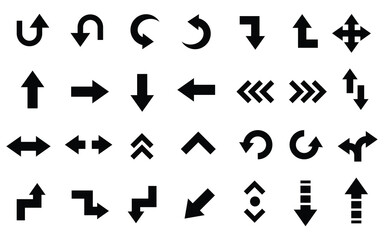 Arrow Glyph Icon Set – Direction, Move, Rotate, Merge & Pointer Symbols,Arrow Symbol Collection – Navigation, Merge, Expand & Return Icons