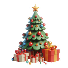 decorated christmas tree with joyful gifts