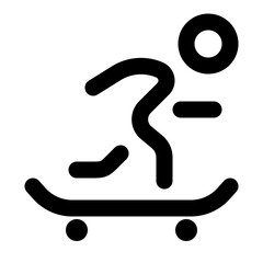 Dynamic skater icon for modern design projects, conveying youthful energy and urban lifestyle with its simple, vector based form, perfect for apps