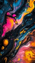 Abstract painting of swirling colors