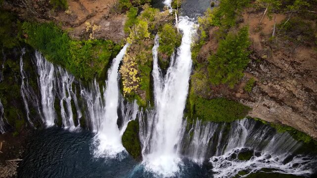 Aerial shot of Burney Falls in Northern California, USA.