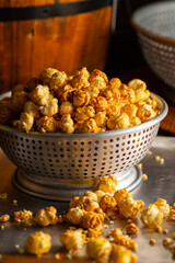 Caramel Popcorn Close-up.
Close-up photo of caramel-coated popcorn.