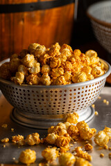 Caramel Popcorn Close-up.
Close-up photo of caramel-coated popcorn.