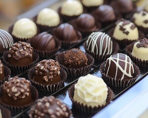 Assorted chocolate truffles in small paper cups