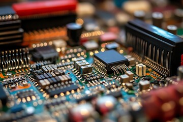 Close-up of intricate circuit board components