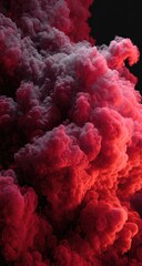 Red and gray smoke clouds against black