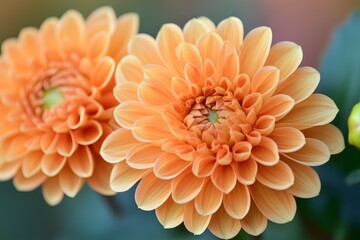 Two vibrant orange-peach dahlias, close-up