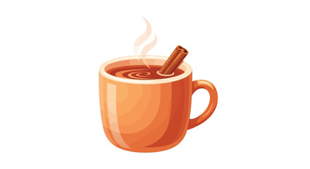 A steaming mug of hot beverage, likely tea or cider, with a cinnamon stick garnish.