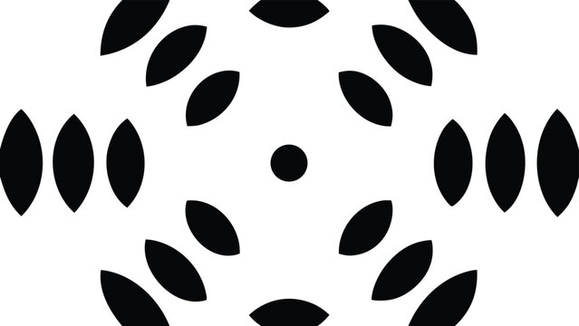 Abstract geometric composition with symmetrical shapes and modern black and white design