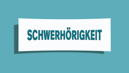 Schwerhoerigkeit (hearing loss) - A card isolated on light green background.