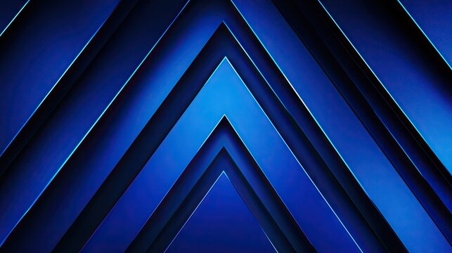 Dark blue, layered, geometric arrows creating a strong visual effect.