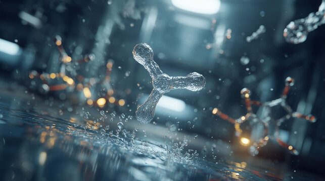 Futuristic Metallic Antibody Y-Shape Molecular Science Visualization