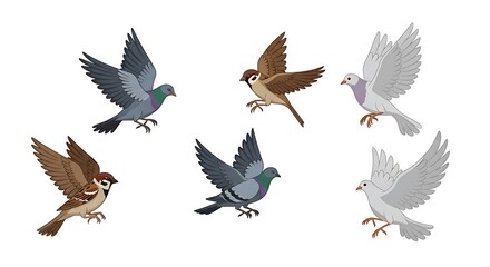 Fototapeta premium Birds in Flight - A Diverse Collection of Avian Species.