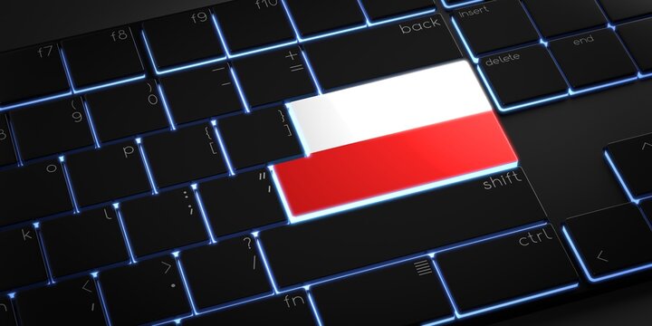 Computer keyboard with flag of Poland - 3D illustration
