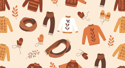 Sweater and Scarf Seamless Pattern