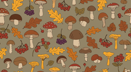 Mushroom and Berry Pattern
