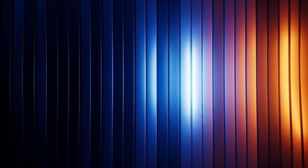 Dynamic blue and orange gradient background with metallic vertical lines