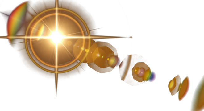 Realistic Sun Flare PNG – Bright Lens Reflection with Warm Golden Shine and Optical   clean PNG