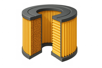 Automotive engine air filter cross-section illustrating purification technology and clean airflow protecting vehicle components