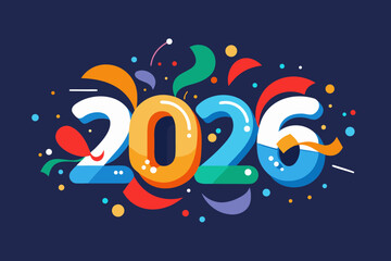 2026 happy new year vector typography design