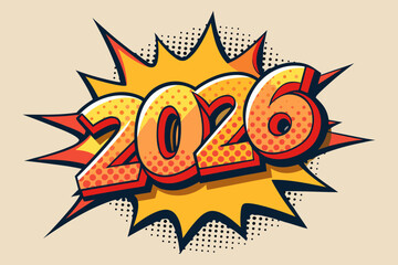 2026 happy new year vector typography design