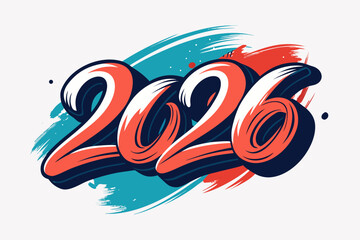 2026 happy new year vector typography design