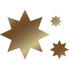Golden Eight Pointed Star Shapes On Transparent Background