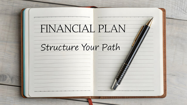 Open notebook showing financial plan and a luxury pen nearby - Powered by Adobe