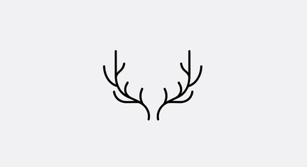 Obraz premium Minimalist line art illustration of stylized deer antlers against a plain white background.