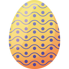 Easter Egg With Blue Swirls And Dots On A Transparent Background