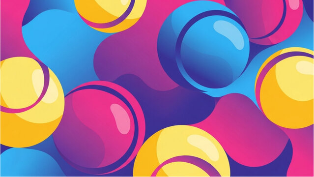 Abstract Design Dynamic Composition of Colorful Spheres and Fluid Background