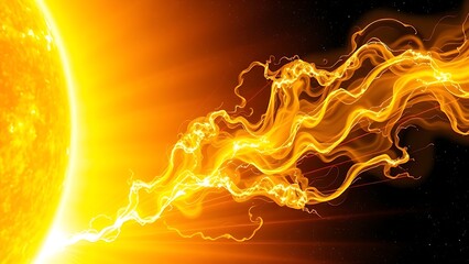 Abstract solar surface erupting in color-shifting plasma tendrils from yellow to white.