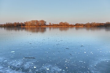 Frozen lake surface