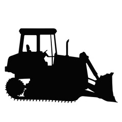 Bulldozer Silhouette Illustration. Heavy Construction Equipment Design