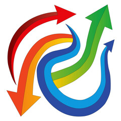 Colourful Curved Arrows Pointing Upward. Growth and Progress Concept Illustration