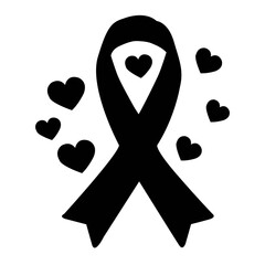 Awareness Ribbon with Hearts Silhouette. Support and Hope Symbol Illustration