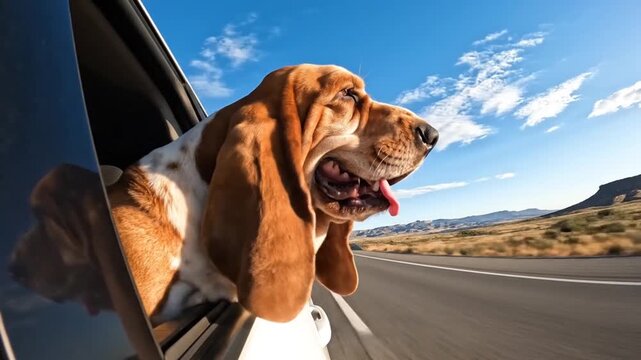 Basset Hounds Joyful Ride A Dogs Adventure on the Open Road.