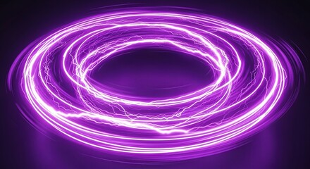 Abstract Purple Energy Rings: Dynamic Light Trails on Dark Background