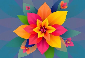 Abstract geometric flower pattern, modern artistic floral arrangement,  stylized,  geometric