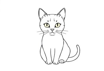 Obraz premium Simple line drawing of a cat, minimalist style, black on white, black and white, graphic