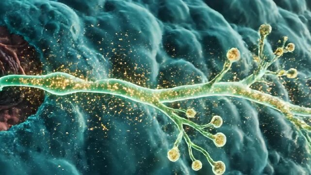 Lifestyle visual of a new emerald supply line (sprout) growing into a dark, hypoxic tissue area, 'reviving' it with oxygen.