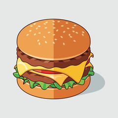 Delicious Double Cheeseburger with Sesame Seed Bun.